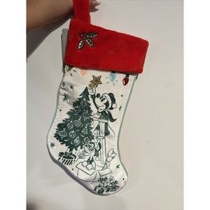 Disney Mickey Mouse and Pluto Holiday Christmas Stocking NWT Red/White/Green
